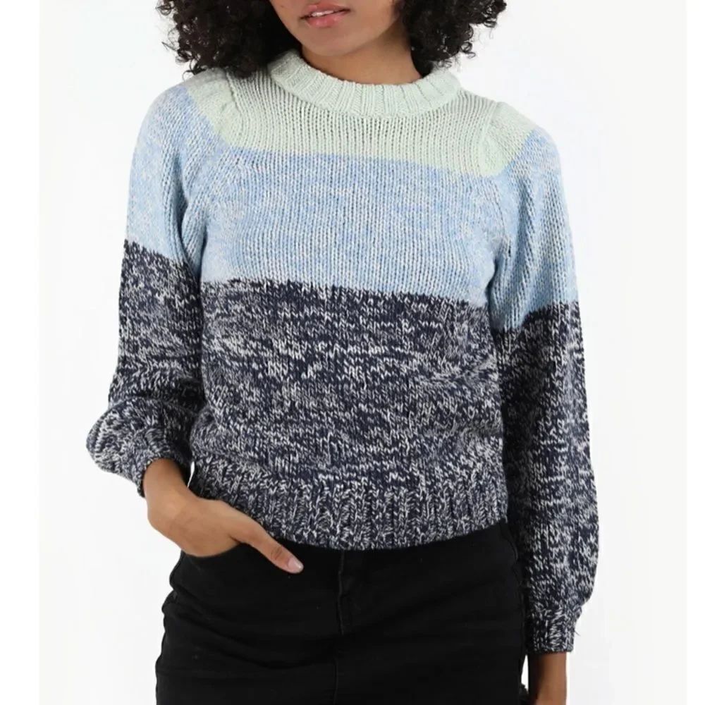 525 America navy/lt blue/mint crew neck sweater